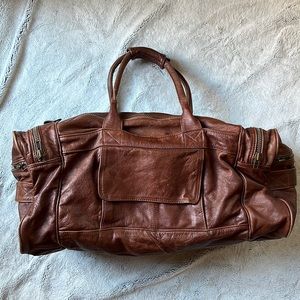 Large leather duffel bag